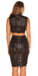 Sexy KouCla Wetlook Crop Top With Mesh black M