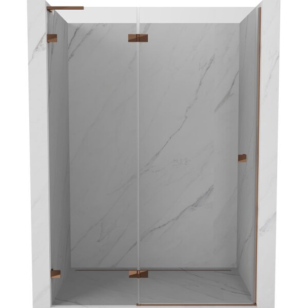 MEXEN/S - Lunar L sprchové dvere krídlové ľavé 140, transparent, ružové zlato 834L-140-000-60-00-L