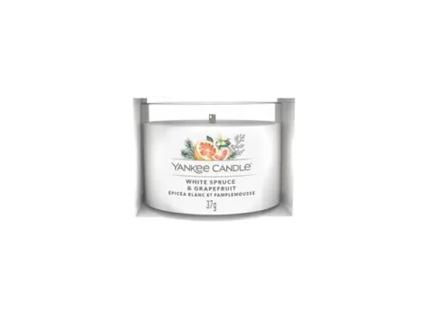 Yankee Candle White Spruce Grapefruit votívna sviečka plnená v skle 37g / doba horenia: až 10h (5038581125848)
