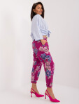 Dámske nohavice DHJ SP 1365.89 Fialové s kvetmi - FPrice one size fialová vzor