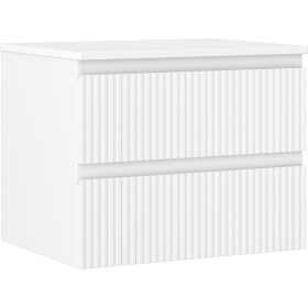 MEXEN/S - Rivel kúpeľňová skrinka pod umývadlo 60 cm s doskou, 2 zásuvky, reliéf, biela mat 91A20-06047-2-BFFC01