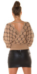 Sexy wrap look sweater with V-Neck Einheitsgroesse