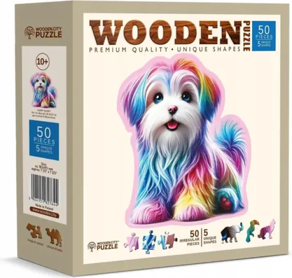 Wooden City Drevené puzzle Veselé šteňa