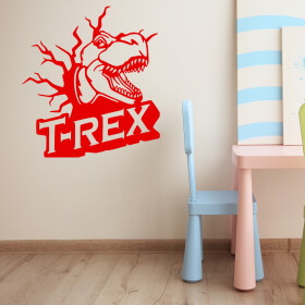 Veselá Stena Samolepka Dinosaurus T-REX Farba: červená, Veľkosť: 80 x 87 cm