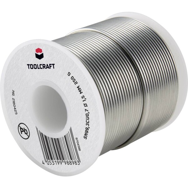 TOOLCRAFT spájkovací cín bez olova cievka Sn99,3Cu0,7 ROL1 250 g 1.5 mm; TO-6481275