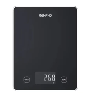Renpho Calibra čierna / Digitálna kuchynská váha / max. 10 kg / sklenený povrch / dotykové ovládanie (PEU-R-T001-BK)