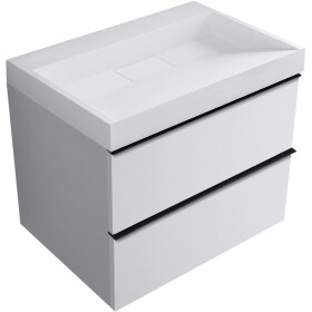 CERANO - Kúpeľňová skrinka Velora - biela matná, úchytka čierna + umývadlo z lit. mramoru Vita - biela matná - 70x63x46,5 CER-8050BD83988