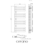 CERANO - Kúpeľňový radiátor Theo - L/P - asymetrické pripojenie 50mm - 575W - čierna matná - 1200x500 mm CER-429652