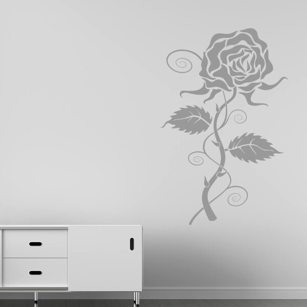 Veselá Stena Samolepka Rozkvitajúca ruža Farba: šedá, Veľkosť: 100 x 65 cm