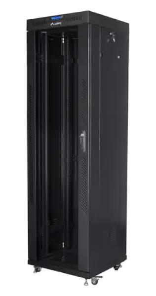 Lanberg FF01-6642-12BL čierny / Stojanový rozvádzač / 19" / 42U / 600x600 mm / sklenené dvere / LCD / Flat pack (FF01-6642-12BL)