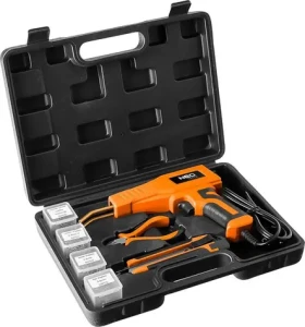 Neo Tools 19-158 / Sada plastovej spájkovačky a sponiek / 50 W / 230 V / 200 ks sponiek (19-158)