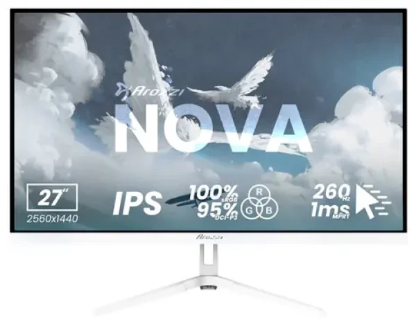 27" Arozzi NOVA 27T2K260 biela / Monitor / IPS / 2560x1440 / 260Hz / 1ms / 2x HDMI / 2x DP (AZ-NO-27T2K260-WT)