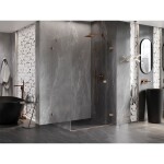 MEXEN/S - Lunar-F sprchovací kút skladacie dvere pravá 95 x 90, transparent, měď kartáčovaná 836-095-090-65-00-P