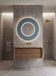 SAPHO - LUMIRO STRIP guľaté zrkadlo s LED osvetlením v ráme, priemer 90cm, siena LR950-4242S