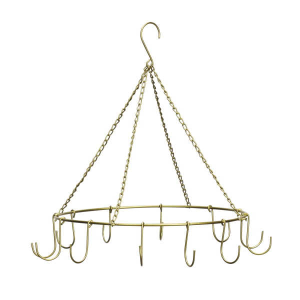 MADAM STOLTZ Kovový vešiak s háčikmi Antique Brass Ø 38 cm