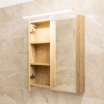 Mereo Kúpeľňová galerka 60 cm, zrkadlová skrinka, dub Riviera CN716GRN