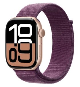 Apple Watch Series 10 GPS 46mm Ružovo zlaté hliníkové telo - Slivkový prevliekací remienok / 130-200 mm (MWWV3)