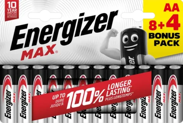 Energizer MAX AA 8+4 zadarmo 1.5V alkalické / 12ks / LR6 (EU020)