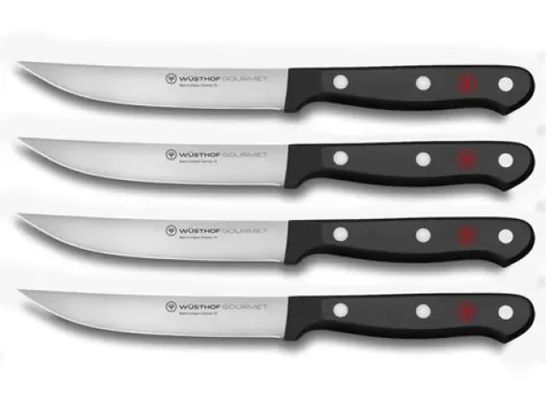 WÜSTHOF GOURMET Sada nožov na steaky 12 cm / 4 ks / rovné ostrie / chróm-molybdén-vanádiová oceľ (1125060403)