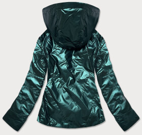 Zelená dámská bunda se stříbrnou kapucí (RQW-7008) Barva: odcienie zieleni, Velikost: XL (42)