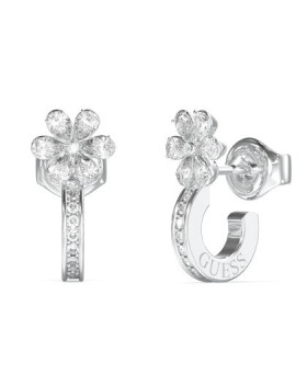 Guess Oceľové polkruhové náušnice s kvetinami Lily JUBE05110JWRHT/U