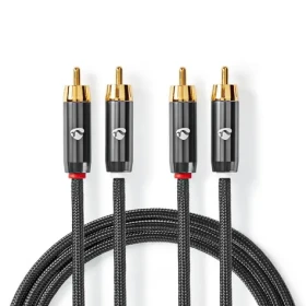 Nedis Stereo Audio kábel 2x RCA (M) - 2x RCA (M) 5.00 m šedá (CATB24200GY50)