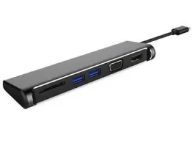 PremiumCord USB-C hub 5v1 / Adaptér / HDMI 4K / VGA 1080p / SD Card / 2x USB 3.0 (8592220017774)