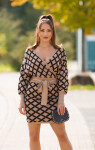 Sexy wrap look knit dress with belt BEIGE Einheitsgroesse