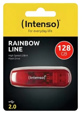 INTENSO Rainbow Line 128GB červená / Flash disk / USB 2.0 / čítanie 32 MB/s / zápis 6,5 MB/s (3502491)