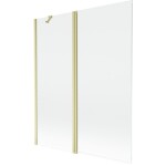 MEXEN - MIST vaňová zástena 140x150 cm 6mm f+s, zlatá kartáčovaná, číra 8A9-140-011-55-00