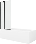 MEXEN/S - Vega obdĺžniková vaňa 180 x 80 cm s panelom + vaňová zástena 80, transparent, čierna 550118080X9408117000