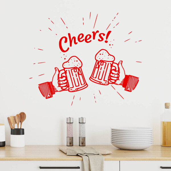 Veselá Stena Samolepka Cheers Farba: červená, Veľkosť: 100 x 84 cm