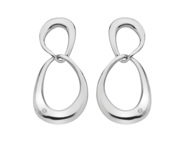 Hot Diamonds Pôvabné strieborné visiace náušnice s diamantmi Sleek DE742