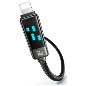 USAMS SJ743 Meteor Series čierna / Dátový kábel / USB-C - Lightning / 1,2 m / 30W / Zinc Alloy (SJ743USB02)