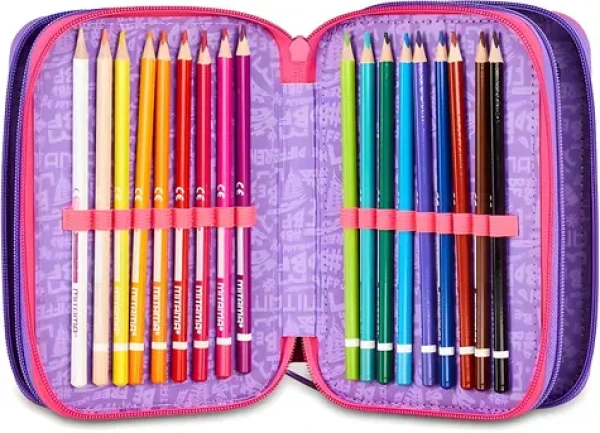 MITAMA Triplo Tye Love / Školský peračník / trojposchodový / 47 ks pomôcok / na zips (64871)