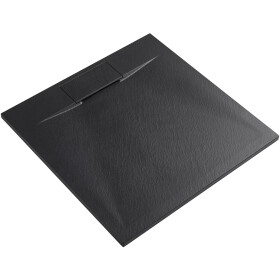 CERANO - Sprchová vanička čtvercová Enzo - SMC/minerální kompozit - strukturovaná černá matná - 80x80x3 CER-666049