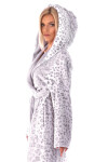 Dámsky župan 3956 irbis s kapucňou so vzorom - Vestis XL šedo-bílá