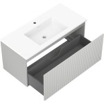 MEXEN/S - Rivel kúpeľňová skrinka 100 cm s umývadlom Otis, 1 šuplík, reliéf, šedá mat/biela mat 91A20-10047-1-BF62-W18M01