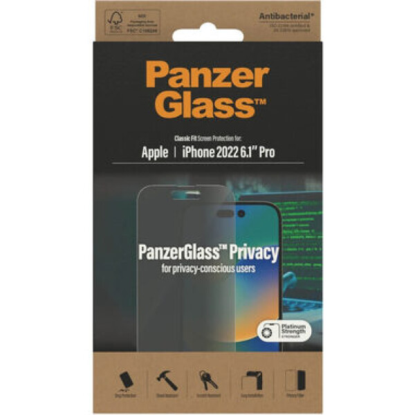 PanzerGlass Privacy AB Tvrdené sklo pre iPhone 14 Pre čierna (5711724127687)