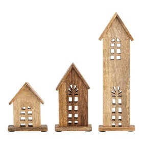 Bloomingville Drevený svietnik Culine Mango Wood – set 3 ks