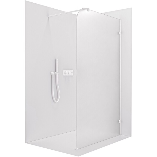 CERANO - Sprchová zástena Walk-in Orbis Round - Pravá - 8 mm - guľatá vzpera - biela matná, mliečne sklo - 120x200 CER-999932