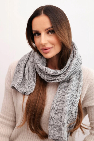 Dámsky klasický pletený vlnený šál KN22 sivý UNI