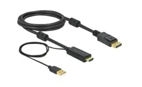 DeLock Kábel HDMI (M) - DisplayPort 1.2 (M) 2m čierna / aktívna / 4K / 30 Hz (85964)