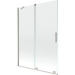 MEXEN/S - Velár dvojkrídlová posuvná vaňová zástena 130 x 150, transparent, nikel kartáčovaný 896-130-000-01-97