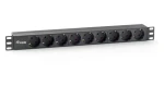 Equip 19" čierna / Zásuvkový panel / 1U / 9x Schuko / 16 A / plast (333282)