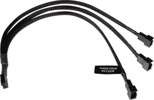 Alphacool Y-Splitter 4-Pin na 3x 4-Pin PWM 30cm čierna / Kábel / PWM rozbočovač / 30 cm (18680)