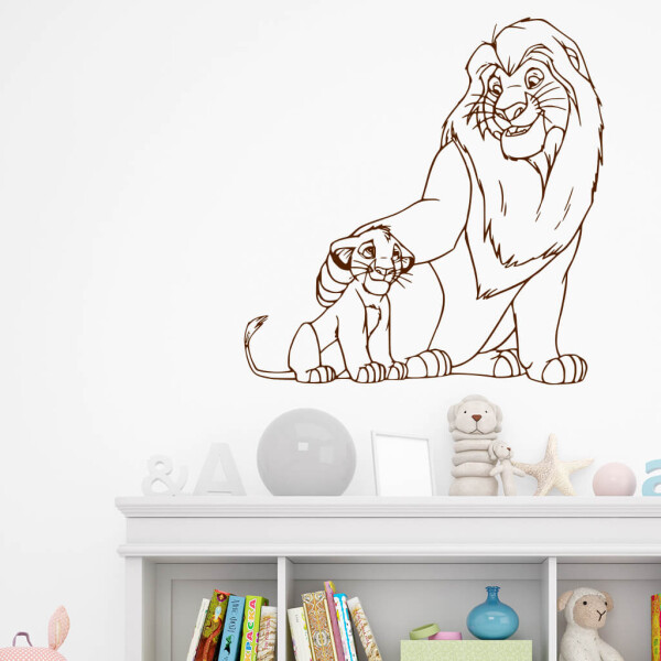Veselá Stena Samolepka Mufasa a Simba Leví kráľ Farba: hnědá, Veľkosť: 100 x 101 cm
