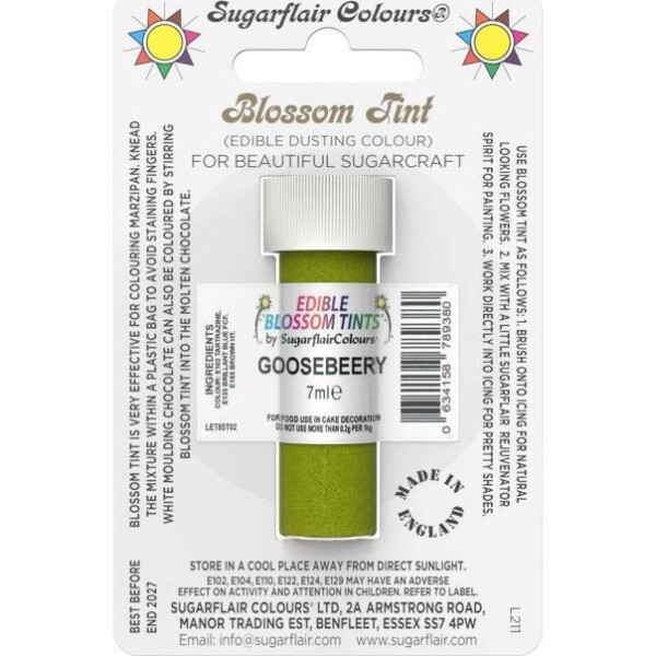 Jedlá prachová farba gooseberry 7ml - Sugarflair - Sugarflair