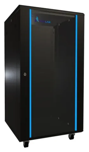 Extralink Rack 22U čierna / Stojanový rozvádzač / 19" / Šírka 600 mm / Hĺbka 600 mm / nosnosť 600 kg / sklenené dvere (EX.14381)