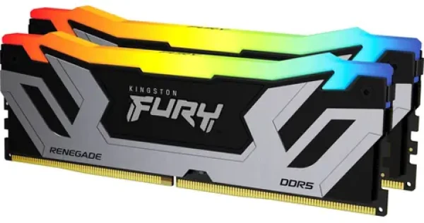 Kingston FURY Renegade RGB čierna-strieborná / Operačná pamäť / DDR5 / 48GB (2x24GB) / 8400 MHz / CL40 / CUDIMM / XMP (KF584CU40RSAK2-48)